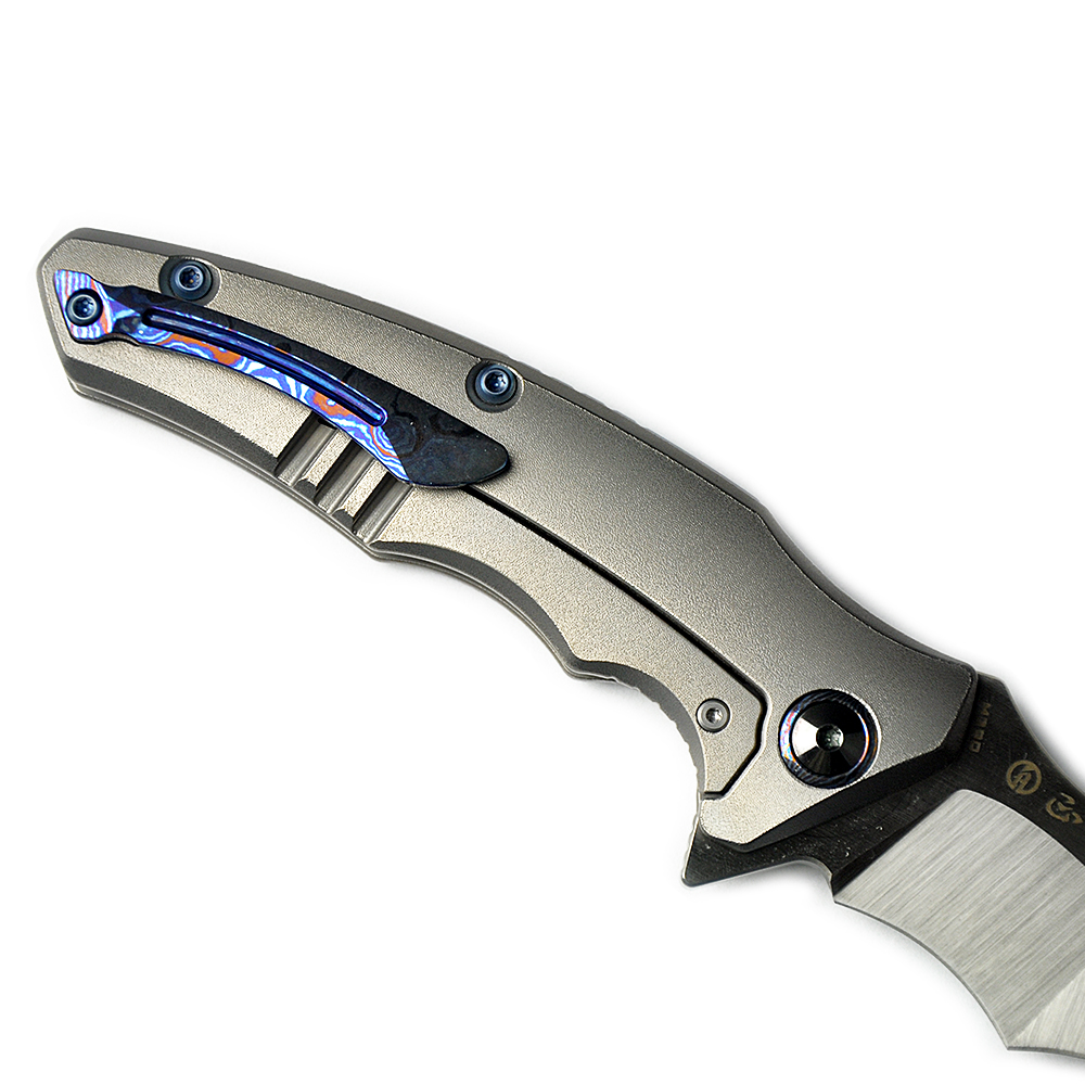 Maxace Knives 龍 M390钢 钛合金柄 蓝色螺丝及背骨 2780