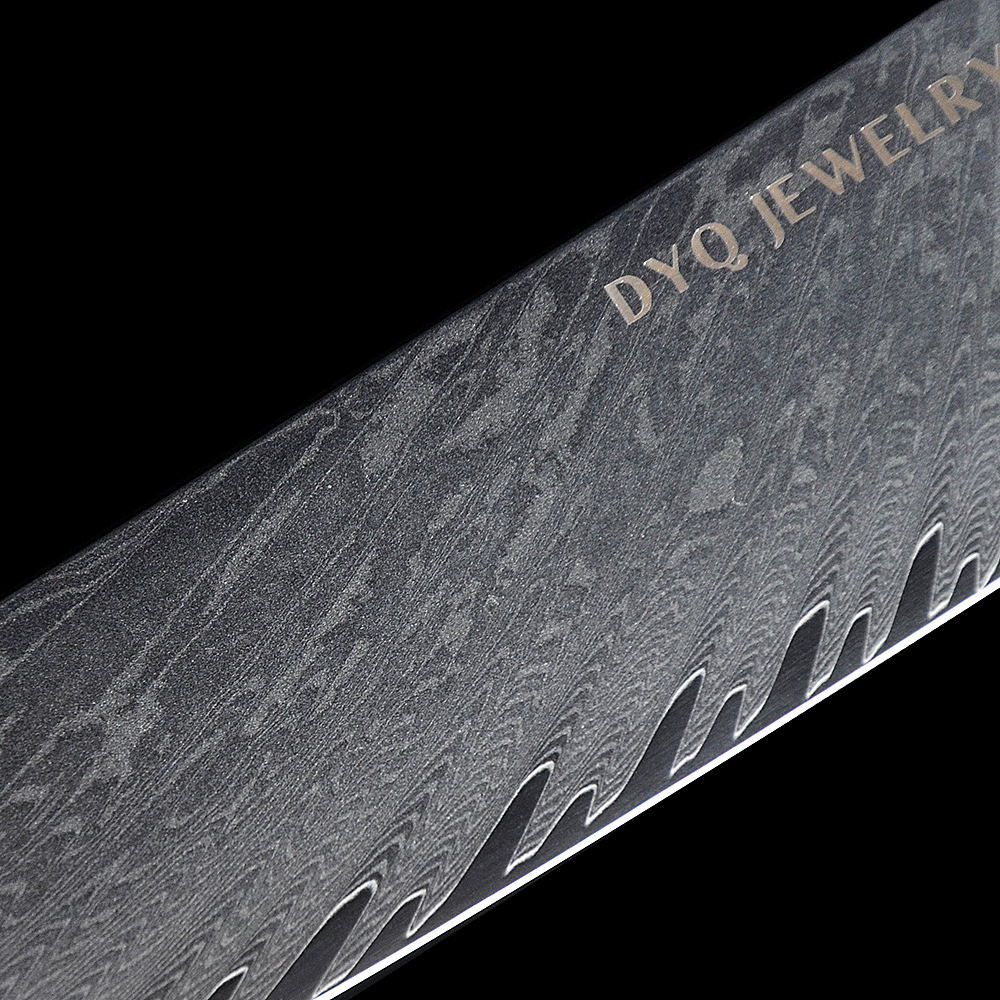 DYQ珠宝 臻心系列 大马士革钢 树脂柄 7寸日式厨刀 398