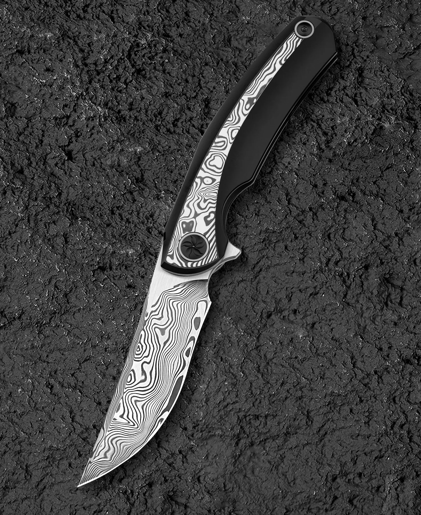 Bestech Sambac 大马士革钢 钛柄镶嵌大马士革钢柄 BT2402E 6360
