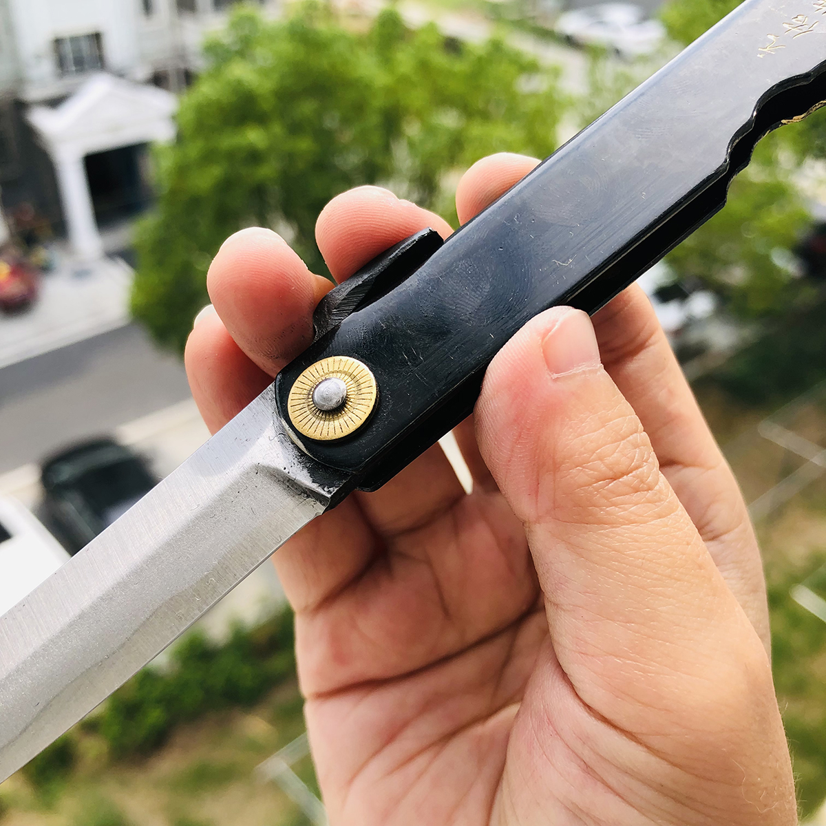 日本永尾肥后守定驹 特别锻造 黄铜镀黑手柄 378