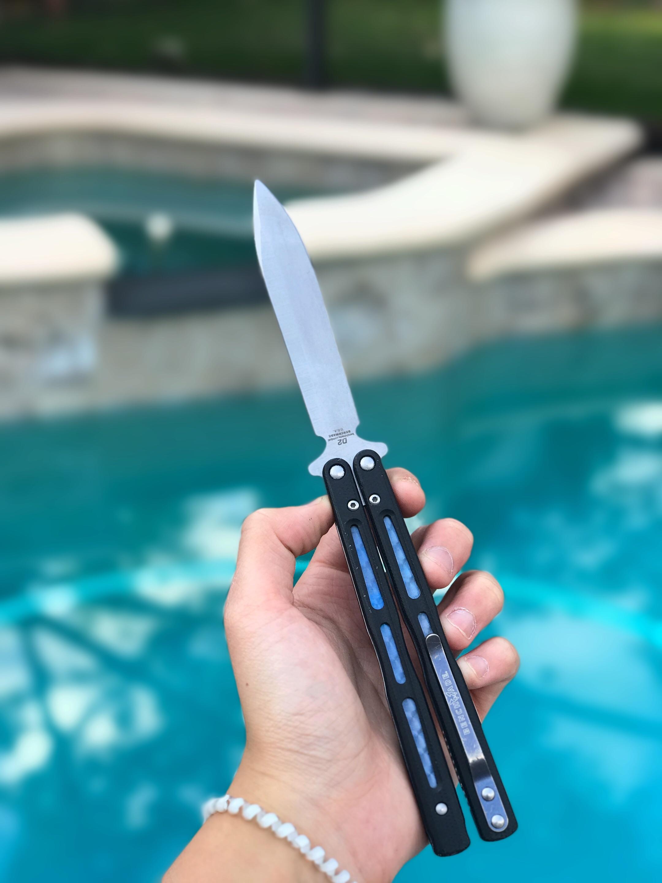 🚫 benchmade 51 D2钢 G10+钛内衬柄 蝴蝶刀 1980