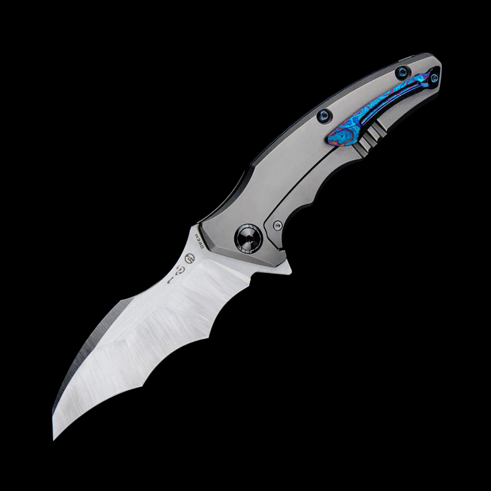 Maxace Knives 龍 M390钢 钛合金柄 蓝色螺丝及背骨 2780