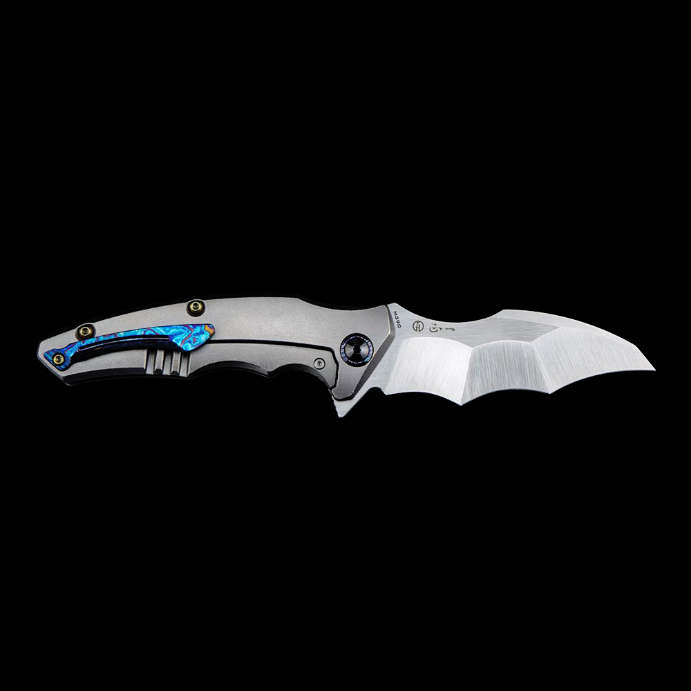 Maxace Knives 龍 M390钢 钛合金柄 蓝色螺丝及背骨 2780