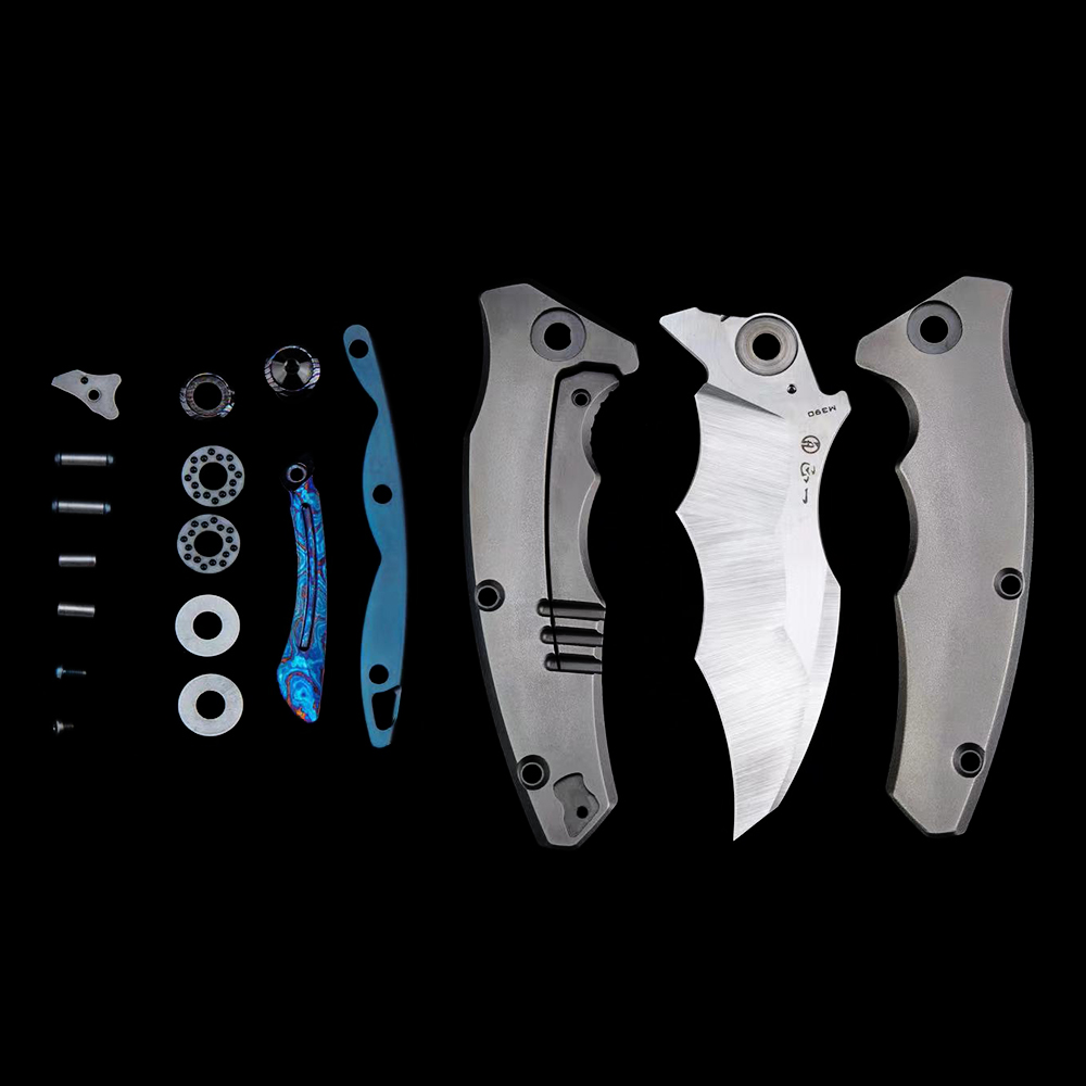 Maxace Knives 龍 M390钢 钛合金柄 蓝色螺丝及背骨 2780