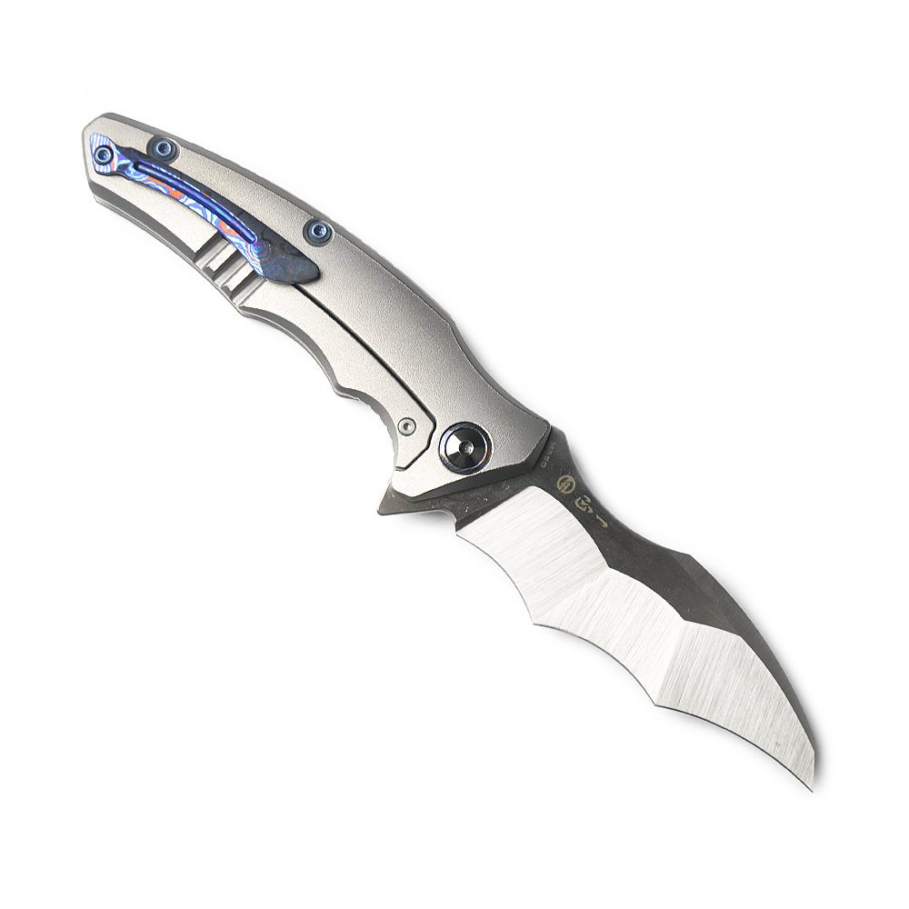Maxace Knives 龍 M390钢 钛合金柄 蓝色螺丝及背骨 2780