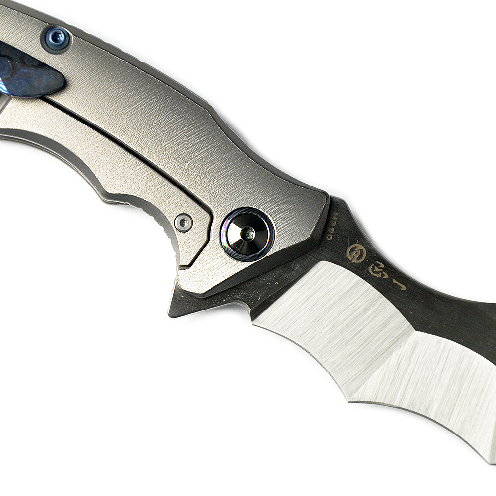 Maxace Knives 龍 M390钢 钛合金柄 蓝色螺丝及背骨 2780