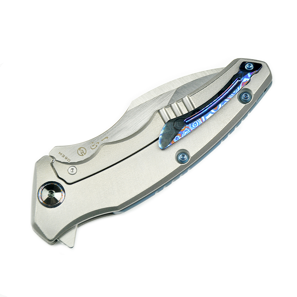 Maxace Knives 龍 M390钢 钛合金柄 蓝色螺丝及背骨 2780