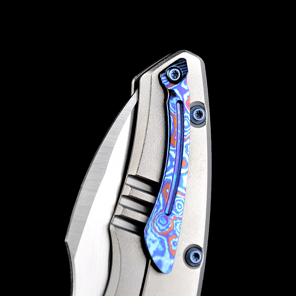 Maxace Knives 龍 M390钢 钛合金柄 蓝色螺丝及背骨 2780