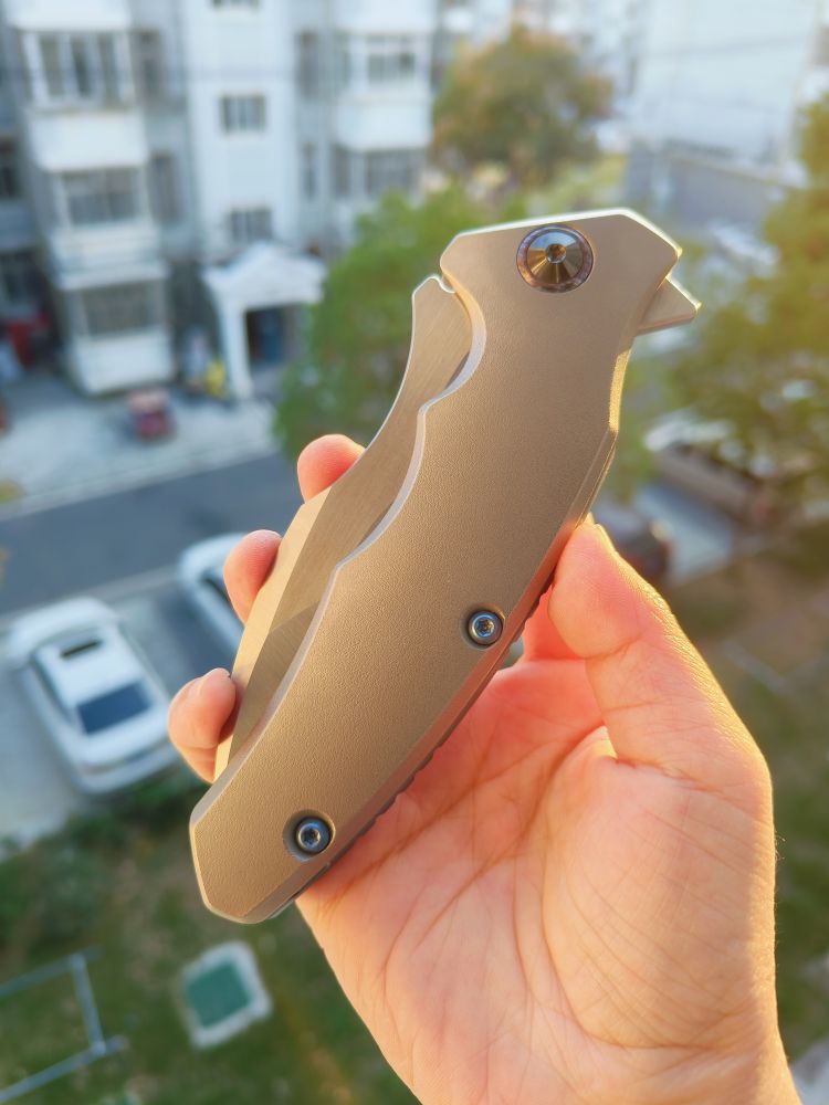 Maxace Knives 龍 M390钢 钛合金柄 蓝色螺丝及背骨 2780