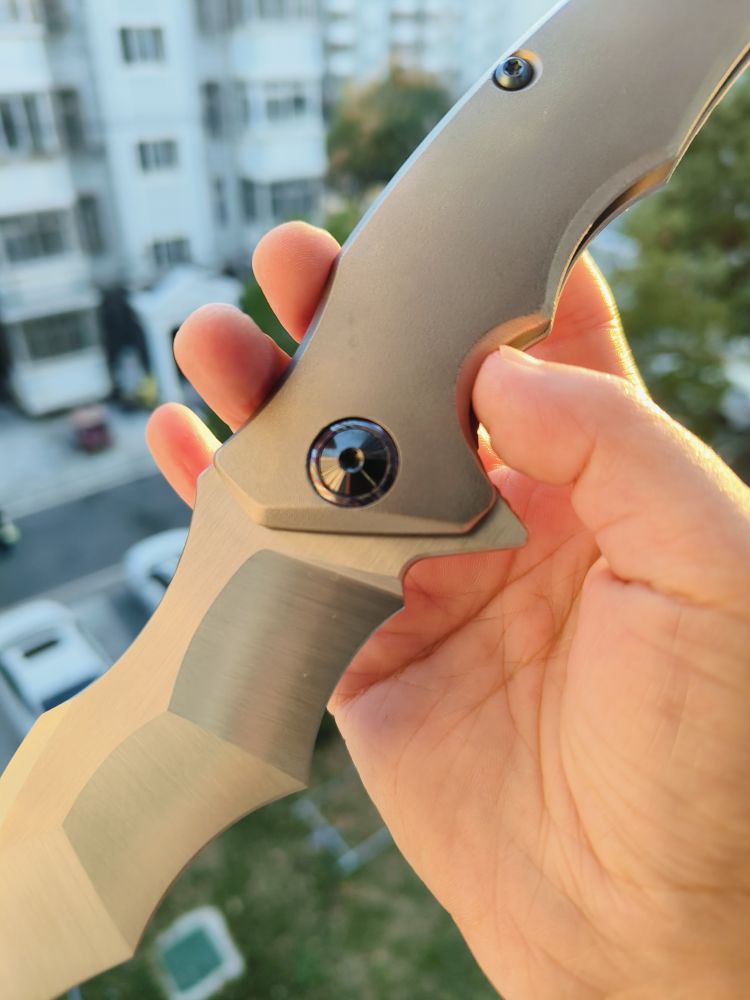 Maxace Knives 龍 M390钢 钛合金柄 蓝色螺丝及背骨 2780