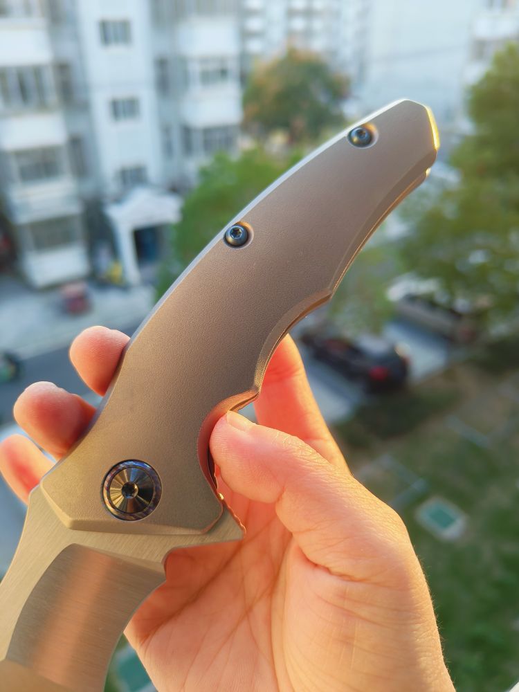 Maxace Knives 龍 M390钢 钛合金柄 蓝色螺丝及背骨 2780
