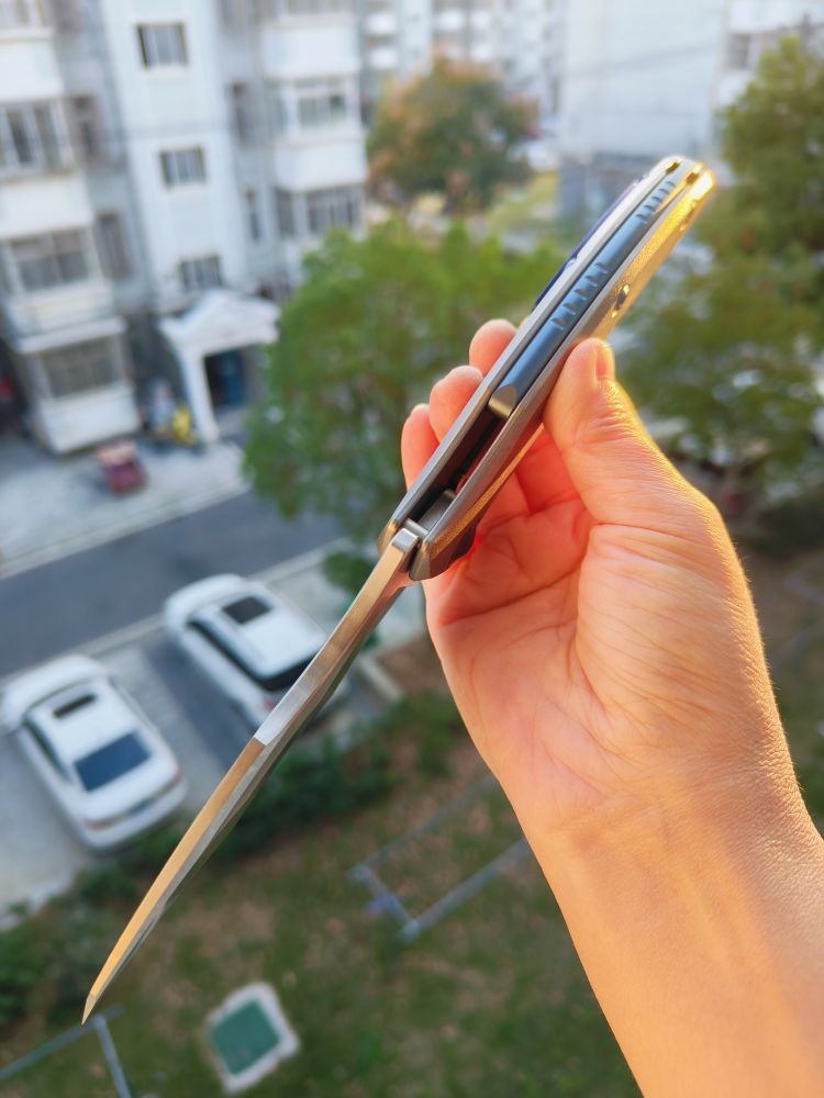 Maxace Knives 龍 M390钢 钛合金柄 蓝色螺丝及背骨 2780