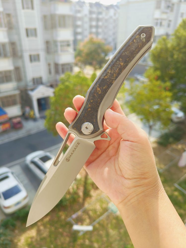 Maxace Knives 琥珀三代 M390钢 钛合金柄镶嵌碳纤维 1680