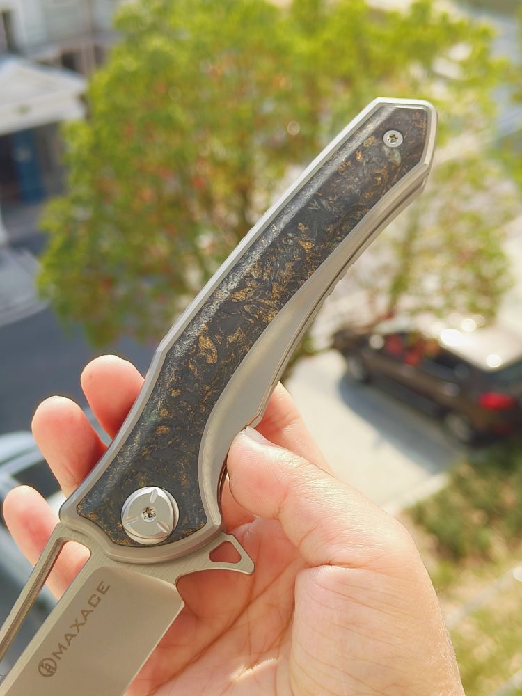 Maxace Knives 琥珀三代 M390钢 钛合金柄镶嵌碳纤维 1680