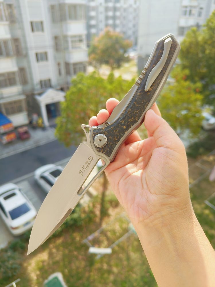 Maxace Knives 琥珀三代 M390钢 钛合金柄镶嵌碳纤维 1680