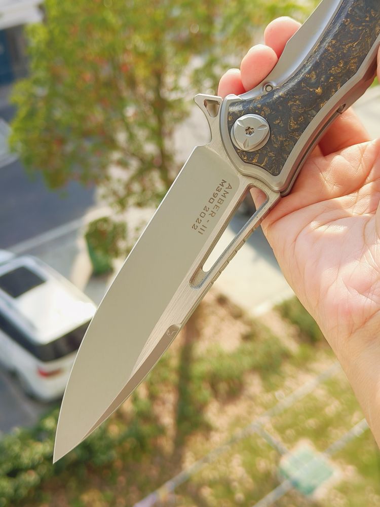 Maxace Knives 琥珀三代 M390钢 钛合金柄镶嵌碳纤维 1680