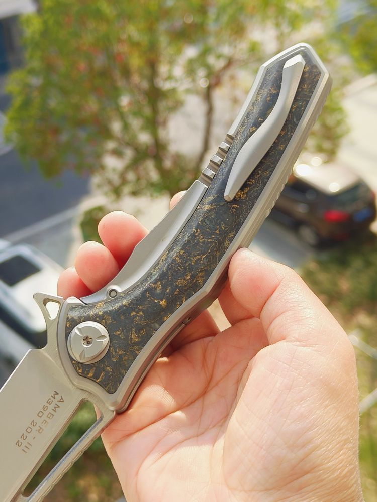 Maxace Knives 琥珀三代 M390钢 钛合金柄镶嵌碳纤维 1680