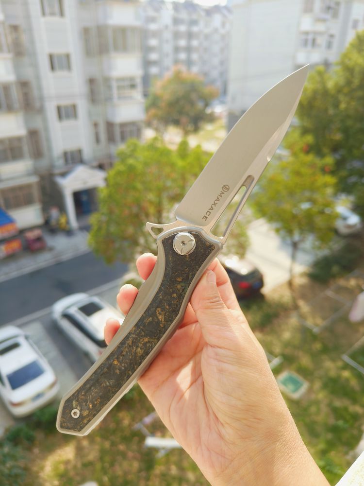 Maxace Knives 琥珀三代 M390钢 钛合金柄镶嵌碳纤维 1680