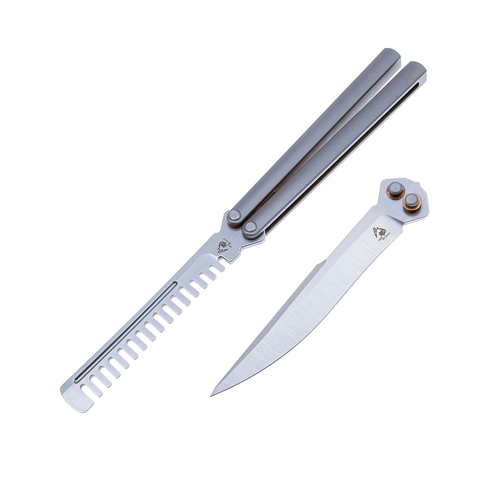 Maxace Knives 使徒 M390刃 一体钛柄 蝴蝶甩刀 1880