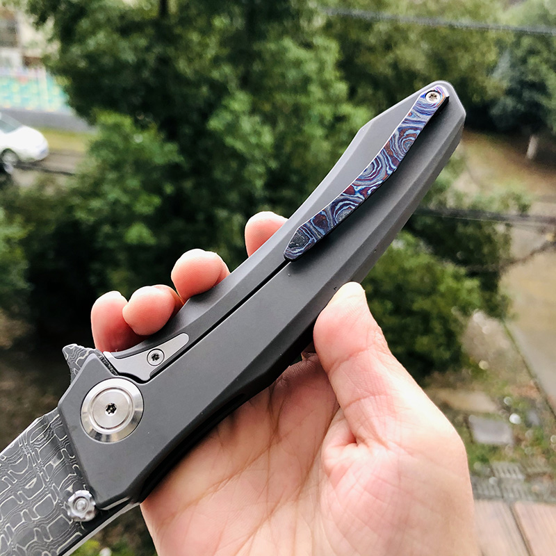 Maxace Knives 琥珀2S 大马士革钢 一体钛柄 3800