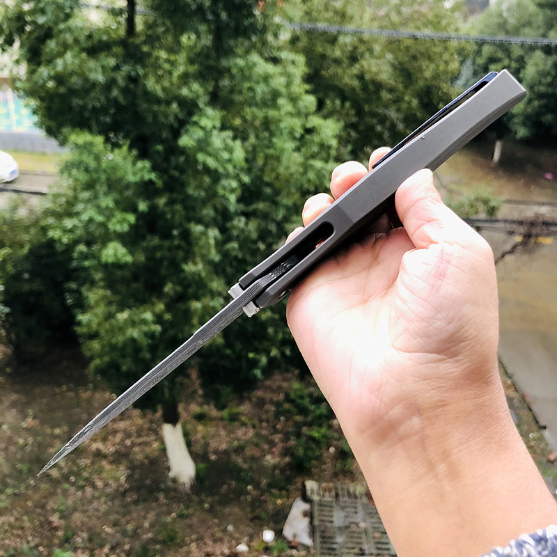 Maxace Knives 琥珀2S 大马士革钢 一体钛柄 3800