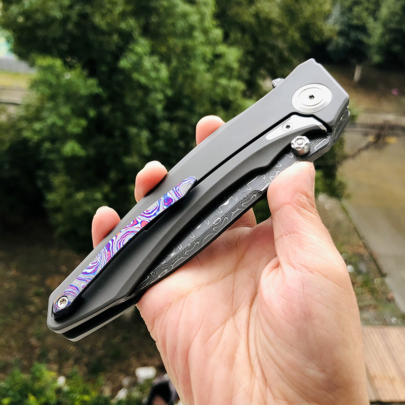 Maxace Knives 琥珀2S 大马士革钢 一体钛柄 3800