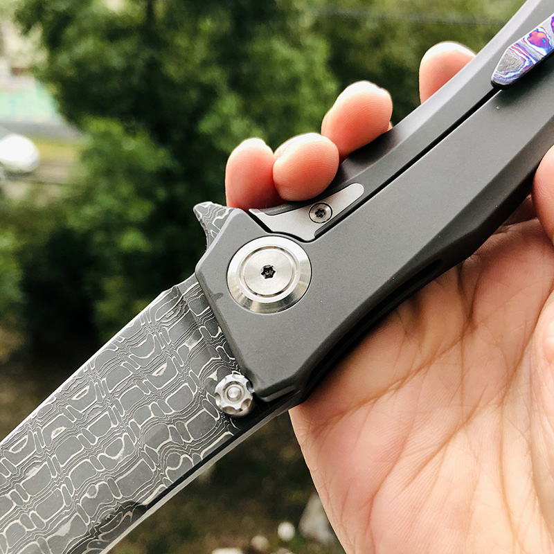 Maxace Knives 琥珀2S 大马士革钢 一体钛柄 3800