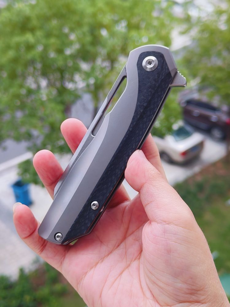 Kansept Knives Shard S35VN钢 钛合金+碳纤维柄 钛马背夹 K1006A3