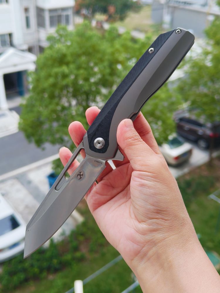Kansept Knives Shard S35VN钢 钛合金+碳纤维柄 钛马背夹 K1006A3