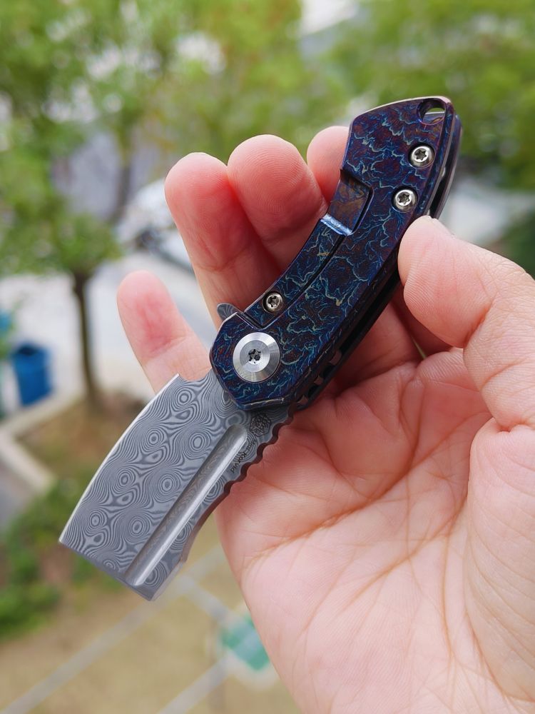 Kansept Knives Mini Korvid 大马士革钢 钛合金雷纹柄 K3030D1