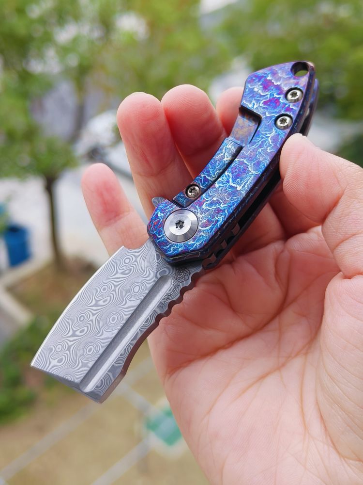 Kansept Knives Mini Korvid 大马士革钢 钛合金雷纹柄 K3030D1