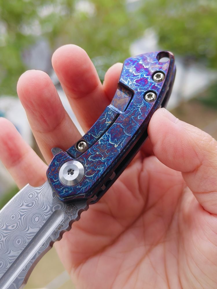 Kansept Knives Mini Korvid 大马士革钢 钛合金雷纹柄 K3030D1