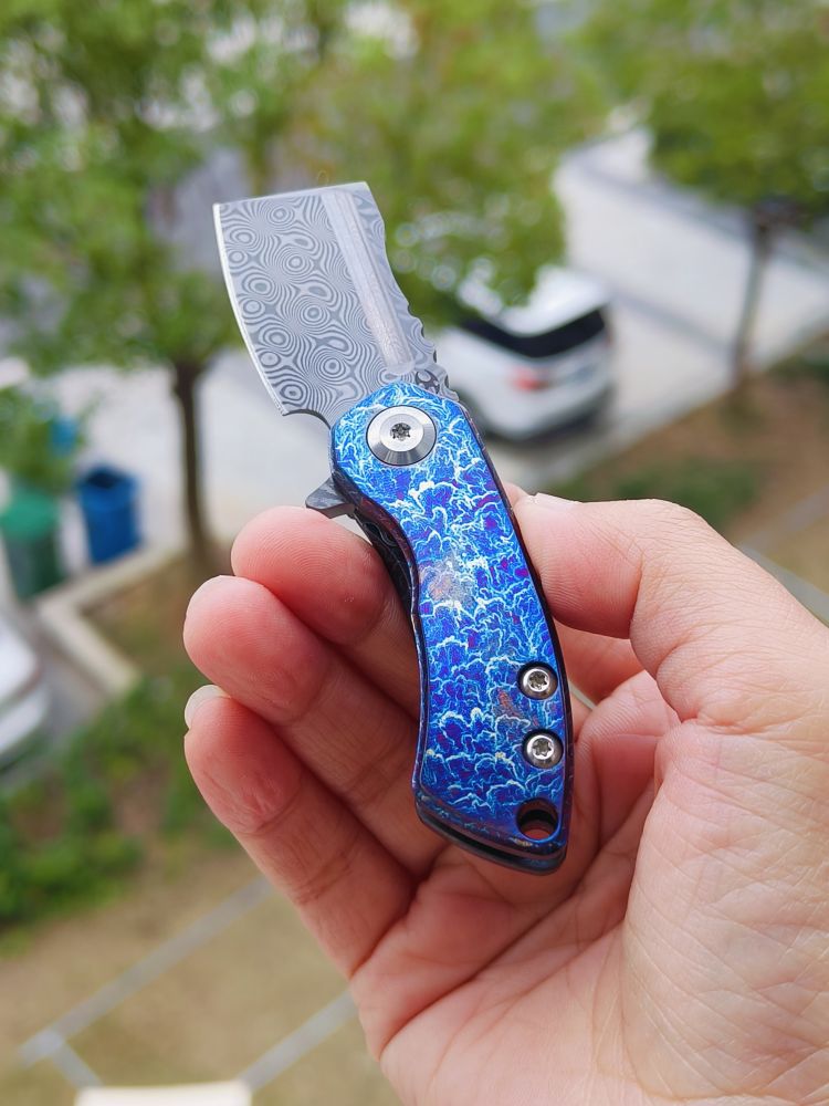 Kansept Knives Mini Korvid 大马士革钢 钛合金雷纹柄 K3030D1
