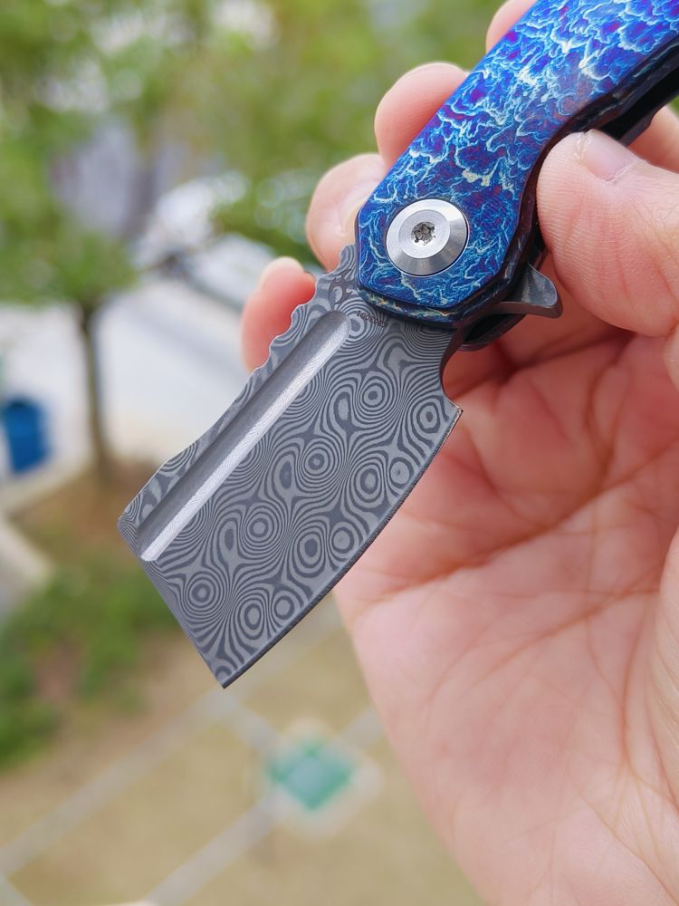 Kansept Knives Mini Korvid 大马士革钢 钛合金雷纹柄 K3030D1