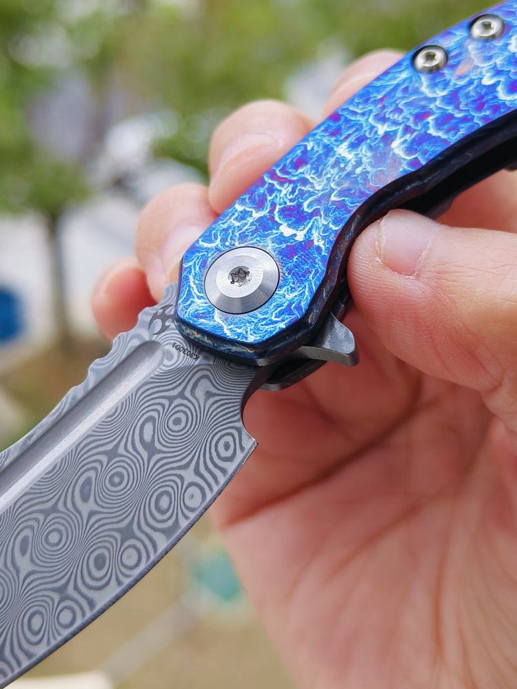 Kansept Knives Mini Korvid 大马士革钢 钛合金雷纹柄 K3030D1