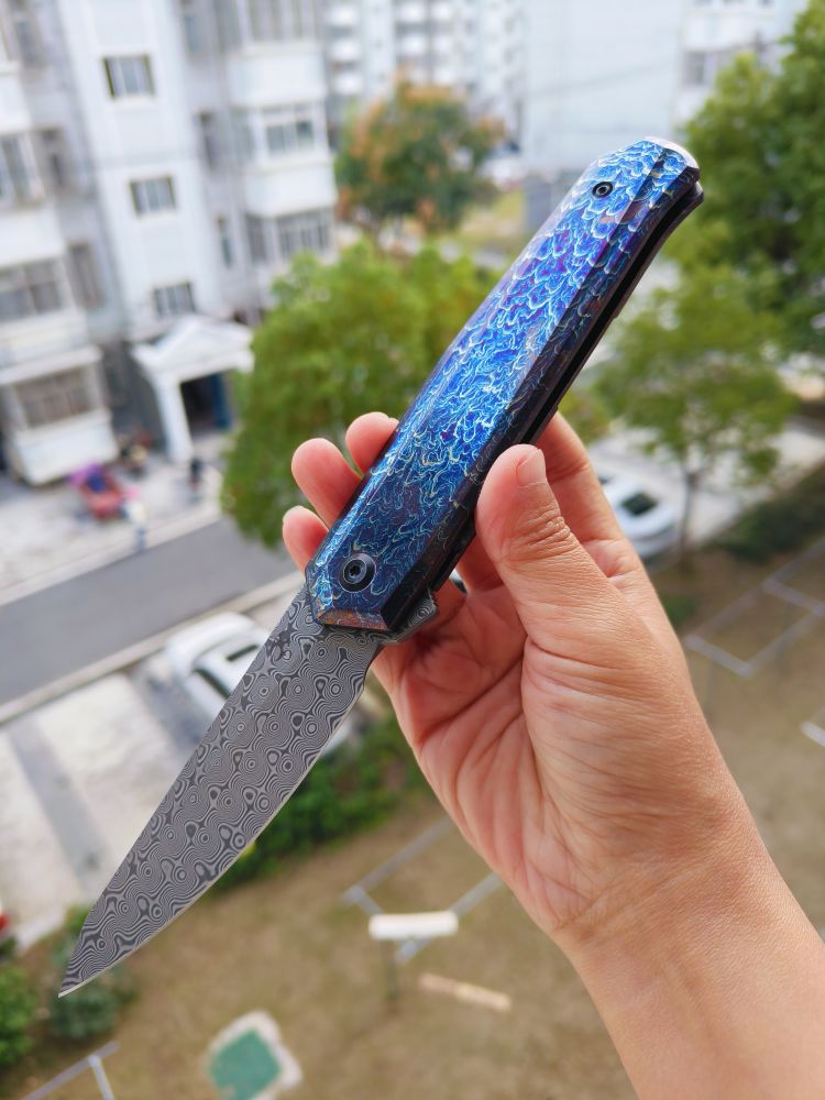 Kansept Knives INTEGRA 大马士革钢 钛合金柄 K1042D2 1500