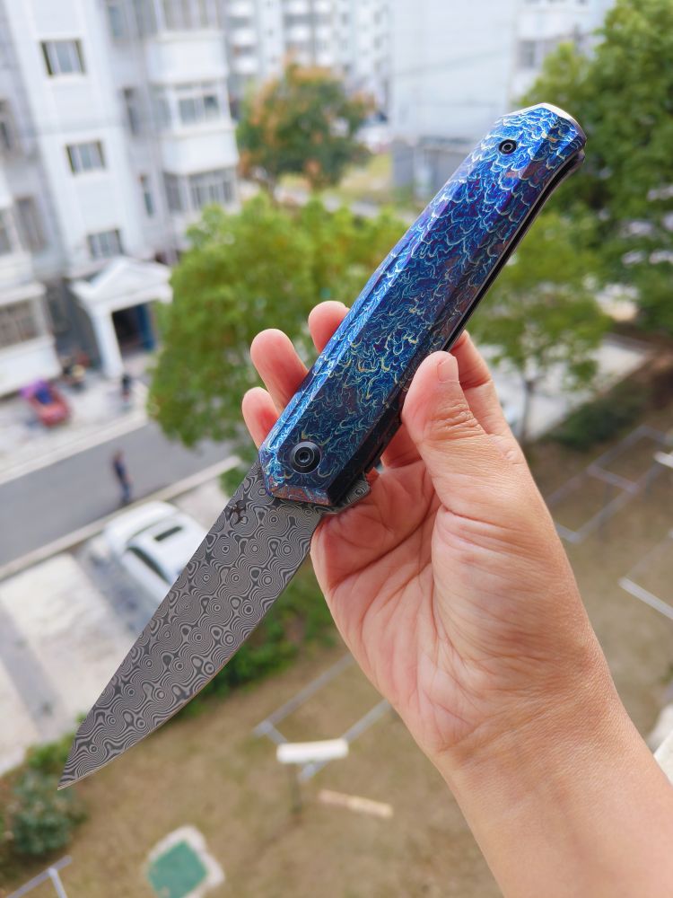 Kansept Knives INTEGRA 大马士革钢 钛合金柄 K1042D2 1500