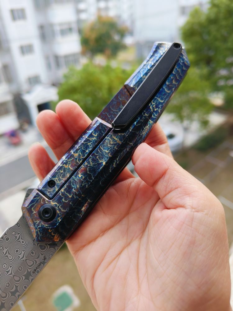 Kansept Knives INTEGRA 大马士革钢 钛合金柄 K1042D2 1500