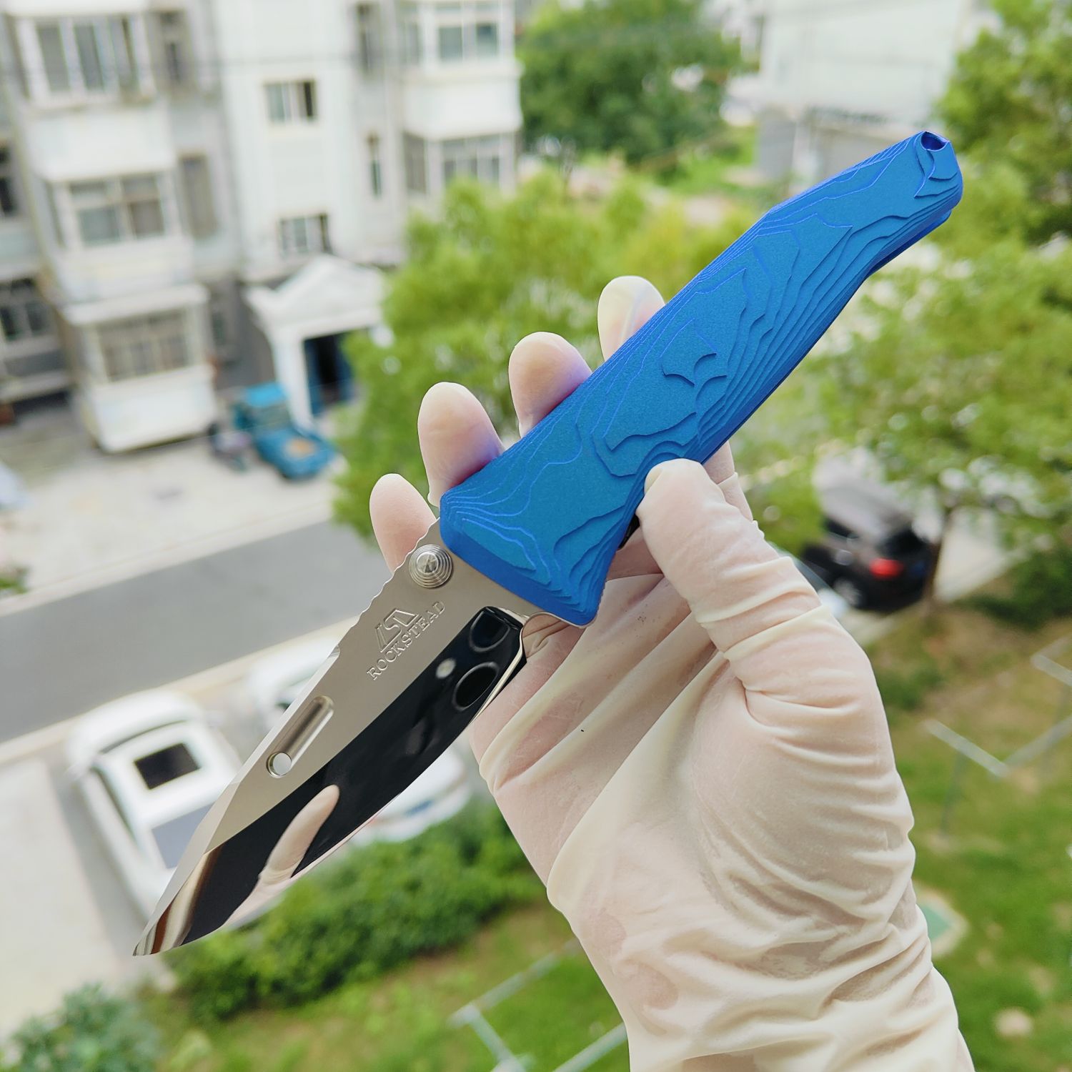 Rockstead SAI-ZDP (BK) 花田洋 才 Zdp-189钢 钛柄 蓝色 13600