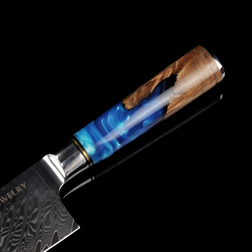 DYQ珠宝 臻心系列 大马士革钢 树脂柄 8寸厨刀 398