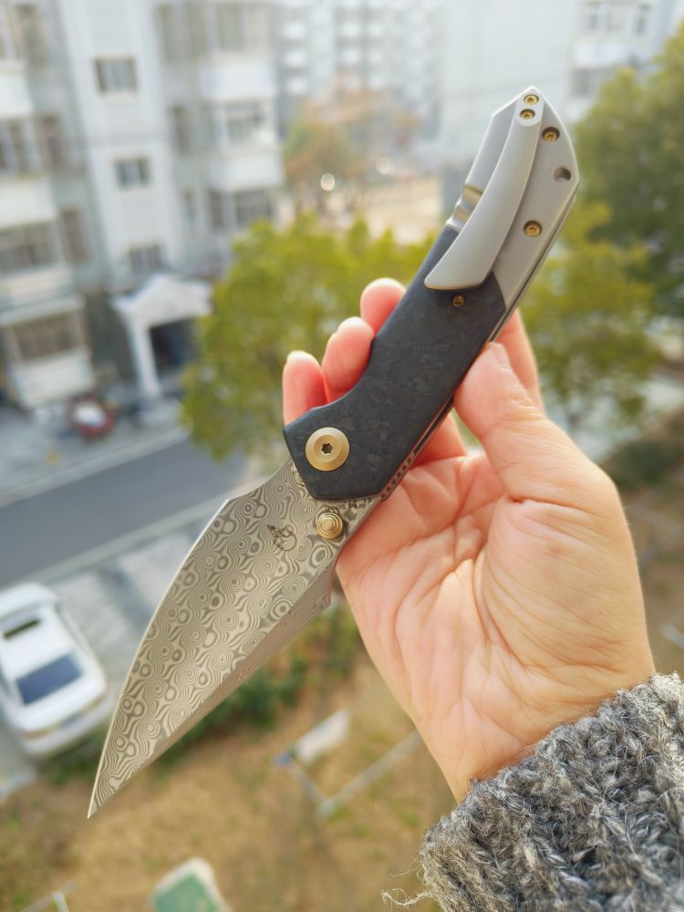 Kansept Knives Fenrir 大马士革钢 钛合金+碳纤维柄 K1034B1 1246