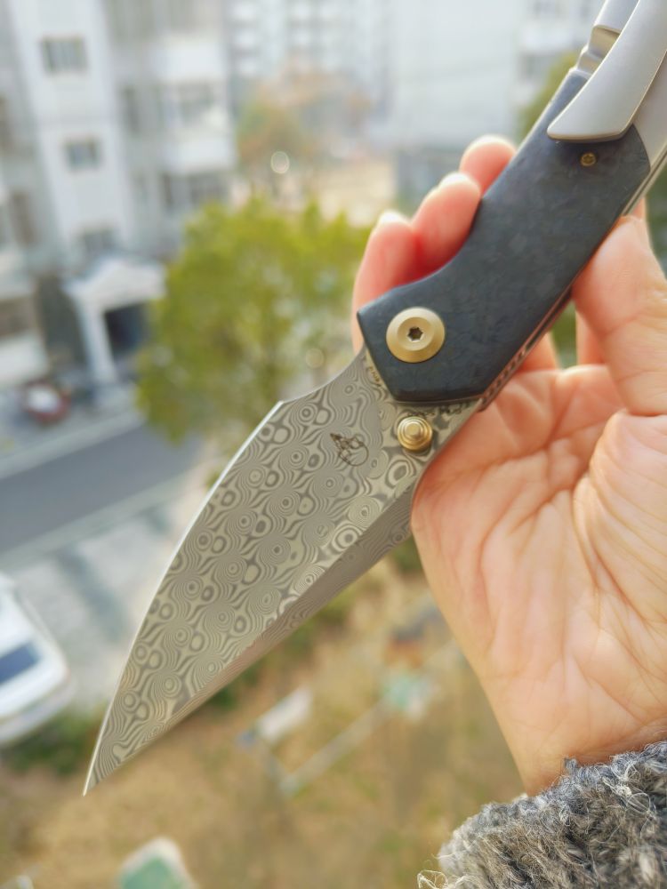 Kansept Knives Fenrir 大马士革钢 钛合金+碳纤维柄 K1034B1 1246