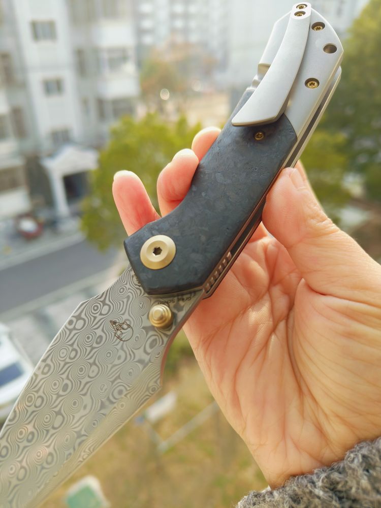 Kansept Knives Fenrir 大马士革钢 钛合金+碳纤维柄 K1034B1 1246