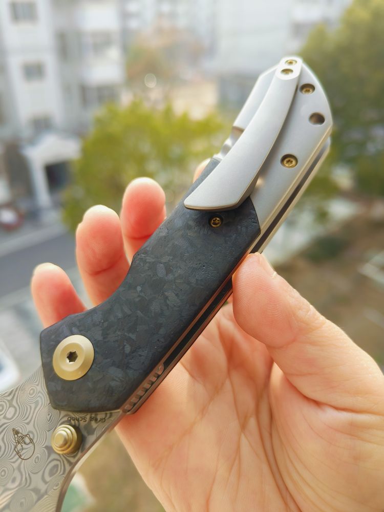 Kansept Knives Fenrir 大马士革钢 钛合金+碳纤维柄 K1034B1 1246