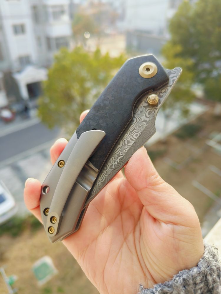 Kansept Knives Fenrir 大马士革钢 钛合金+碳纤维柄 K1034B1 1246