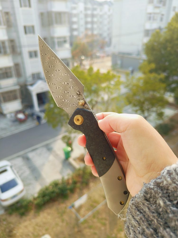 Kansept Knives Fenrir 大马士革钢 钛合金+碳纤维柄 K1034B1 1246