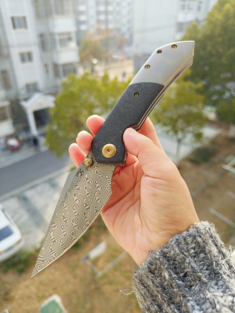 Kansept Knives Fenrir 大马士革钢 钛合金+碳纤维柄 K1034B1 1246
