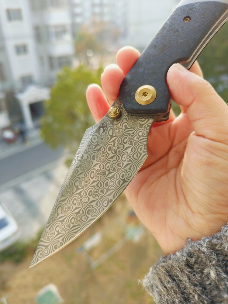 Kansept Knives Fenrir 大马士革钢 钛合金+碳纤维柄 K1034B1 1246