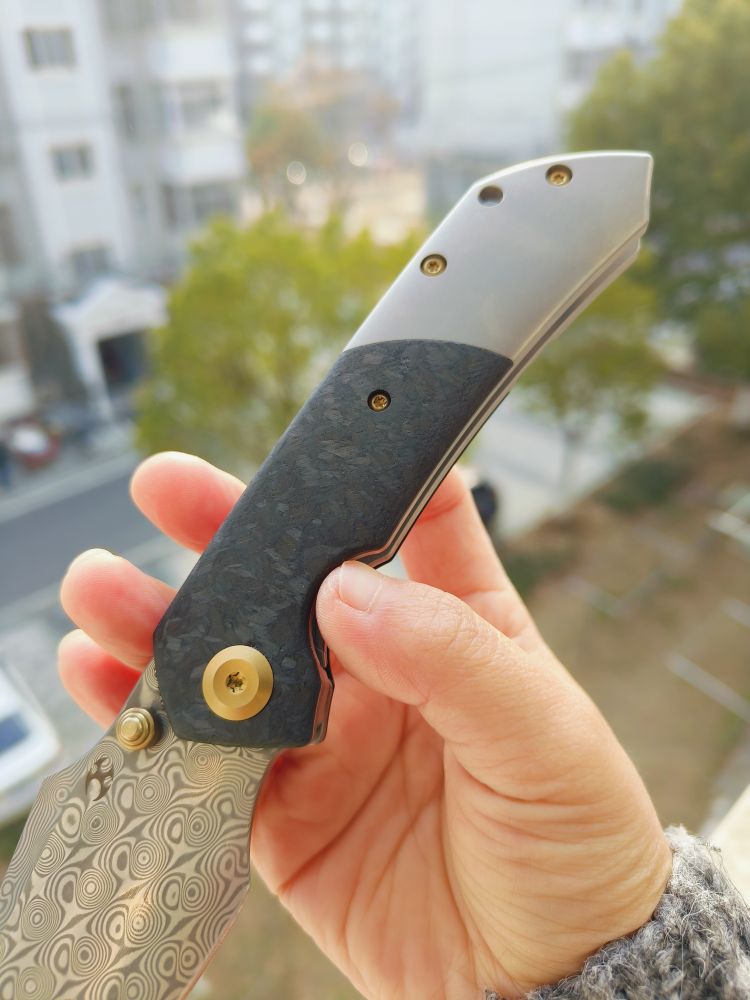 Kansept Knives Fenrir 大马士革钢 钛合金+碳纤维柄 K1034B1 1246