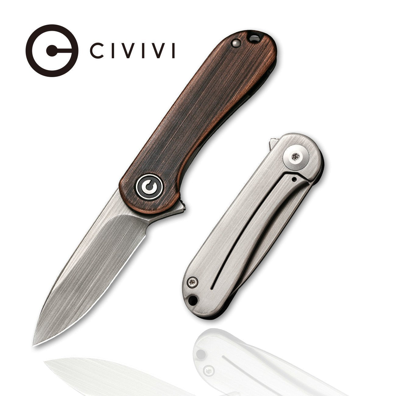 CIVIVI Elementum 14C28N钢 紫铜手柄 C18062Q-2 做旧铜色 375